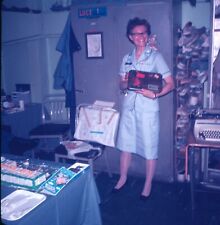 1969 Nurse Holding Award Cake Vietnam War US Navy Medical Ship 126 Color Slide picture