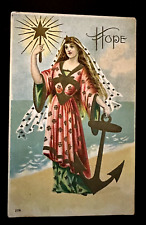 Angel of Hope at Seaside~Ocean with Anchor~1910 ~Greeting Postcard~h913 picture