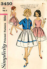 Vintage 1950s Simplicity Printed Pattern #3450 Girl's Dress and Jacket Size 8 picture