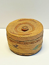 Nootka Alaskan Hand Woven Basket With Lid; Early 1900s; 4 Inches Wide Lot 15 picture