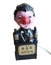 1950s Vintage THE BAR IS OPEN BARTENDER RED NOSE LAMP Japan Works Redware 8” picture