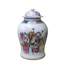 Chinese Distressed White Porcelain Eighteen Arhats Luohan Temple Jar ws1617 picture