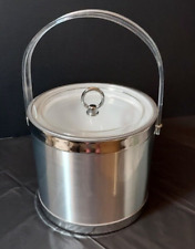 Vintage Georges Briard Brushed Silver Ice Bucket with Acrylic Lid/Handle picture