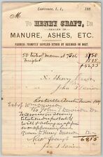 Lawrence LI NY Letterhead Billhead 1889 Henry Craft Manure Ashes by RR or Boat picture
