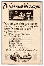 c1910's A Cornish Welcome Menu Restaurant Dining Room Posted Antique Postcard picture