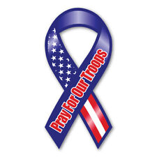 Pray For Our Troops Red, White, & Blue Ribbon Magnet picture