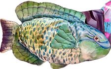 Vintage Maui Artist Signed Fish Body Pillow -may need washing -stored- 25 yrs ol picture