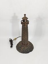 Antique 1930's Cast Brass Maritime Nautical Lighthouse Table Lamp ~ 14.5 inches picture
