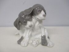 VINTAGE GEBRUDER HEUBACH 2 SITTING PUPPIES DOGS FIGURINE ~ EXCELLENT CONDITION picture