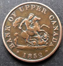 1852 1/2 PENNY BANK OF UPPER CANADA  ST. GEORGE SLAYING THE DRAGON AUTHENTIC TOK picture
