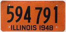 Colorful Orange Illinois 1948 Fiberboard License Plate 594 791 picture