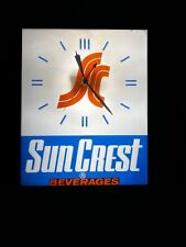 Vintage SUN CREST Beverages Light Up Clock~Bubble Glass 16” X 13” Swihart RARE picture