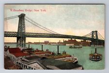 New York City NY, Williamsburg Bridge, Antique Vintage Souvenir Postcard picture