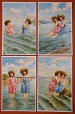 c1908 Young Bathing Beauties Risque Women 4 Embossed Post Cards England PC1-31dd picture