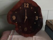Vintage Lacquered Tree Burl Clock Mid Century Not Sure If Works PartS Only picture