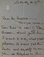 Wallis Duchess of Windsor Autograph Letter to Harold Nicolson - 1937 picture
