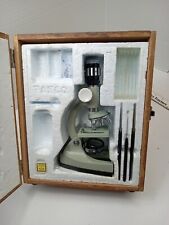 Vintage Tasco Deluxe Microscope 750x & Original Wood Box picture