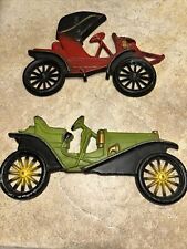 Vintage Midwest Cast Iron Antique Cars, Wall Hangings, Set Of 2, Heavy picture