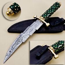 Luxury Handmade Damascus Steel Hunting Zigzager Knife with Leather Sheath picture