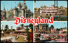 Disneyland, Sleeping Beauty, Mark Twain, Jungle River, Town Square, Postcard picture