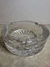 Vintage MCM Gallia Rogaska Heavy Crystal Round Ashtray Etched Flowers picture