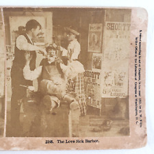 Flirty Barber Shaving Man Stereoview c1883 Victorian Posters Barbershop C59 picture