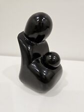 Solid Polished Black Onyx Marble Mother & Child Sculpture Postmodern picture
