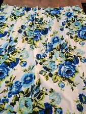 Vintage 4 Panels JCPenney Fashion Manor Penn-Prest Pleated Blue Flower Curtains picture