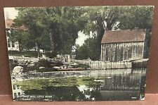 handcolored POSTCARD ~OLD GRIST MILL- LITTLE RIVER ~ New England ~ 1910's picture