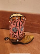 Pink Western Cowgirl Boot Figurine. Rustic/wester/girl’s bedroom decor. picture