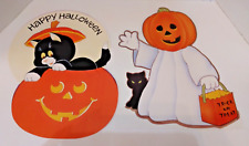 2 Vintage American Greetings Die Cut Halloween Decoration Cut Outs NOS DBL Sided picture