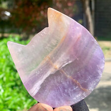 96G  Natural Beautiful Colours Fluorite Crystal Carving Bowl Healing picture