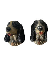 Vintage Bossons Chalkware 2 Dog Head Cocker Spaniel  4 1/2