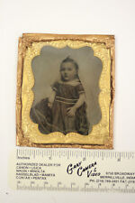 Circa 1862-71Tintype of little girl in pinchback frame w/3 cent Washington stamp picture