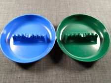 Round 7in. Plastic Ashtray - Large Cigarette cigar Holder, BLUE GREEN - Lot of 2 picture