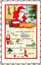 Santa Claus Picture Poem Puzzle ~Antique Whitney Rebus Christmas Postcard~h845 picture