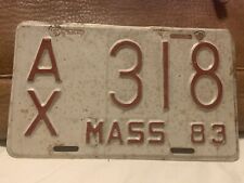 1983 Massachusetts Motorcycle License Plate Mass AX 318 picture