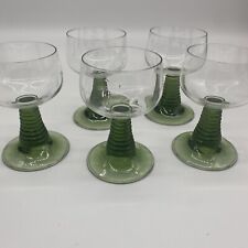 Vintage French Green Beehive Stem Wine Glasses X 5 picture