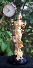 Antique 1930s LINDEN DIANA Figural Mantle Mystery Clock - Swinger Clock - WORKS picture