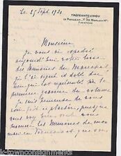 Madame Foch Wife of Famed WWI General Autograph Signed Death Letter 1931 picture
