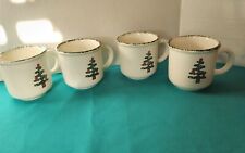 Furio Christmas Tree Spongeware Vintage 1980s FOUR Coffee Mug Tea Cup Italy picture