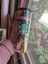 Genuine Starbucks Holiday 2021 24oz Blue Pink Ribbons Swirl Tumbler Cold Cup New picture