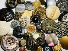 Antique Vintage Large Lot Of Buttons Metal Picture Plastic Mop Shell Etc (J9) picture