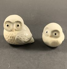 Vintage Pair Of Otagiri Owls Ceramic Decorative Figurines Duo Light Gray picture