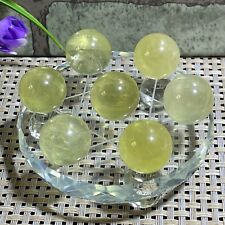 7pcs 19-18mm NATURAL Citrine Crystal sphere ball Orb Gem Stone Gift + base F2 picture