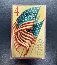 Antique July 4th Embossed Patriotic Postcard, Postmarked 1910/ Rare Card picture