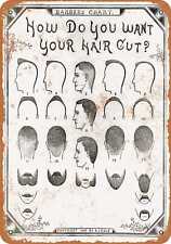 Metal Sign - 1890 Barber Haircut Chart - Vintage Look Reproduction picture