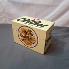 Vintage C.W. Post Cereals Advertising Metal Tin Recipe Box Holds Index Cards picture