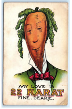 A/s Wall ~Carrot Man~ Fantasy Veggie~Anthropomorphic Greeting Postcard ~k57 picture