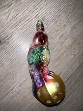 Vintage Blown Glads Rainbow Parrot Christmas Ornament Made In Germany 6” Tall picture